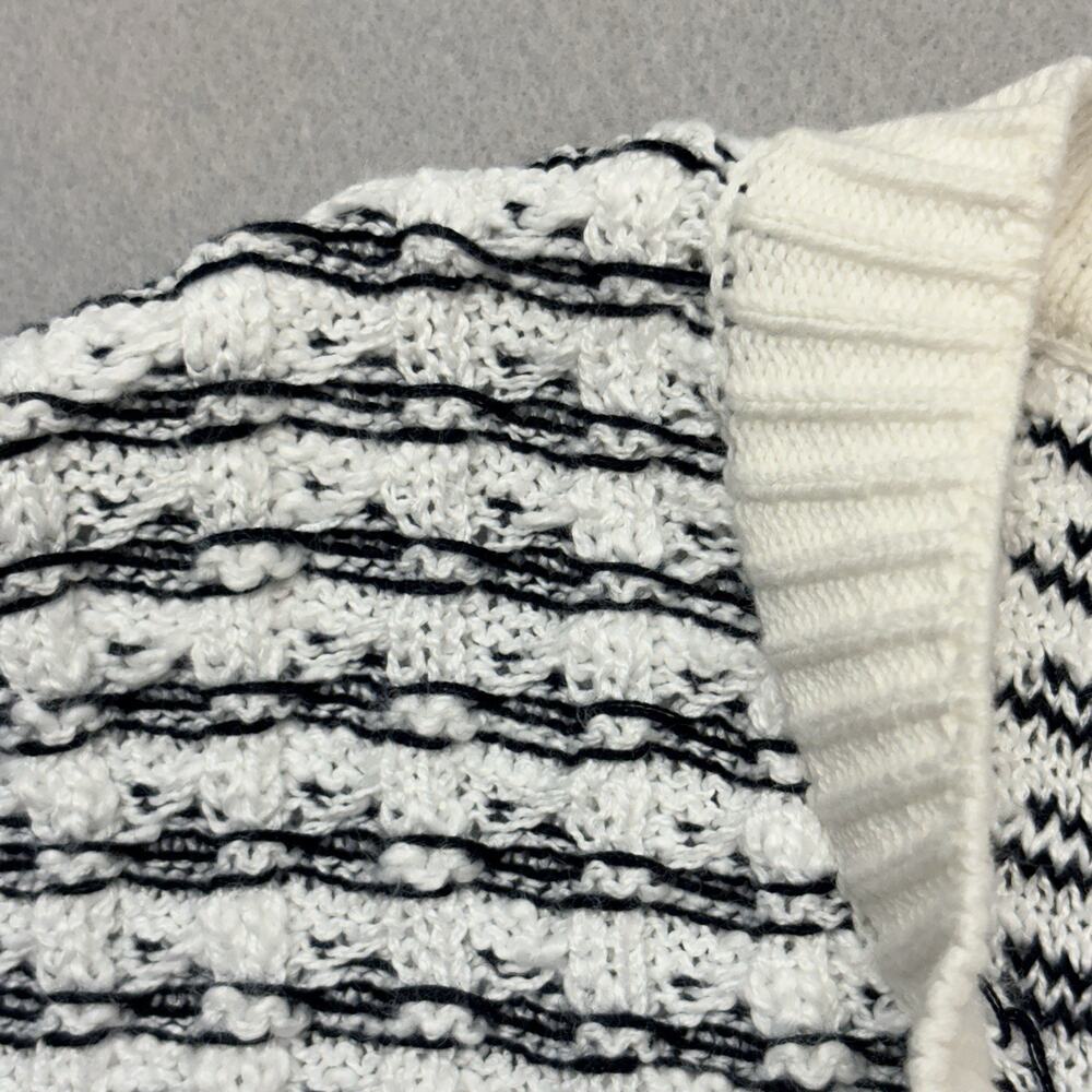 Industry Heavy Black & White Square Knit Gold Button Front Sweater Jacket M - Picture 9 of 13
